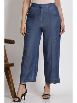 WISHFUL by W - Women Straight Fit Blue Lyocell Straight Pant