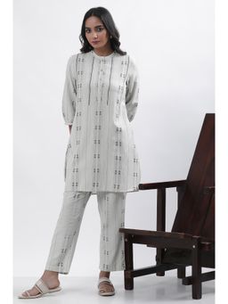 WISHFUL by W - Women Grey Rayon Straight Co-Ord Tunic with Straight Pant (Set of 2)