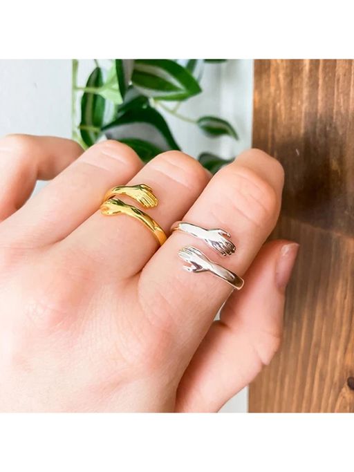 Yellow Chimes Set Of 2 Gold and Silver-Plated Finger Ring