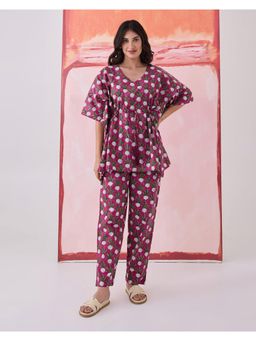 Phutari - Women Purple Floral Cotton Co-Ord Set