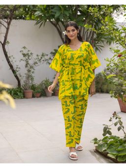 Phutari - Women Yellow Printed Cotton Co-Ord Set