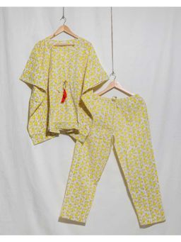 Phutari - Women Yellow Printed Cotton Co-Ord Set