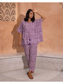 Phutari - Women Purple Floral Cotton Co-Ord Set
