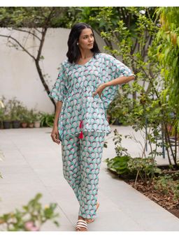 Phutari - Women Blue Printed Cotton Co-Ord Set