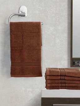 KOPA - Quick Dry 100% Cotton Soft Terry Towel -6Pc Hand Towel D'Ross Solid-Brown