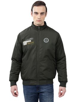 Cantabil - Men Olive Solid Casual Winter Wear Reversible Jacket