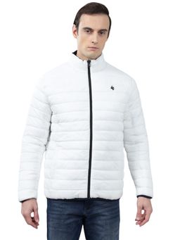 Cantabil - Men White and Navy-Blue Solid Casual Winter Wear Reversible Jacket