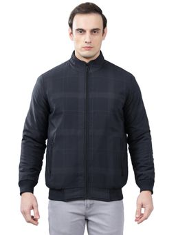 Cantabil - Men Navy-Blue Checkered Casual Jacket