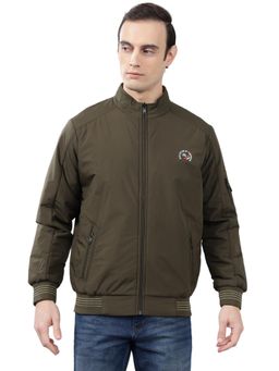 Cantabil - Men Olive Solid Casual Winter Wear Reversible Jacket