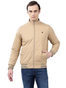 Cantabil - Men Khaki Solid Casual Winter Wear Reversible Jacket