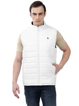 Cantabil - Men White and Blue Solid Casual Winter Wear Reversible Jacket