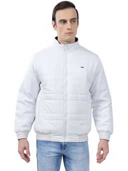 Cantabil - Men White Solid Casual Winter Wear Reversible Jacket