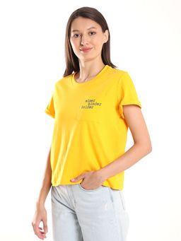 Gazillion - Yellow Christiana Cotton Boxy T-Shirt