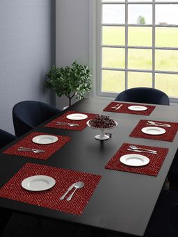 Saral Home - Unique Quality Viscose Dining Table Kitchen Placemats Pack of 6 (34 x 45 Cm Maroon)