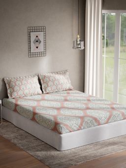 Ddecor Live Beautiful - Cotton Global Ethnic Double Bedsheet with 2 Pillow Covers - Red