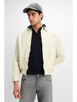 Snitch - Off White Plain Full Sleeves Relaxed Casual Jacket