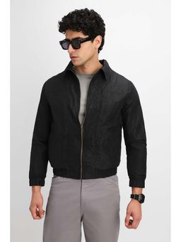 Snitch - Black Plain Full Sleeves Relaxed Casual Jacket