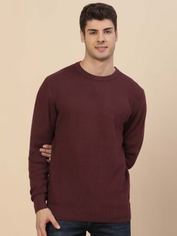 Cantabil - Men's Maroon Breathable & Soft with Color Fastness Regular Fit Sweater