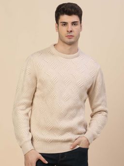 Cantabil - Men's Beige Breathable & Soft with Color Fastness Regular Fit Sweater