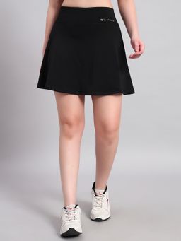 CLOTHWIK - Black Solid Regular Skirt