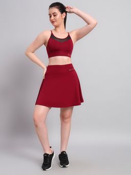 CLOTHWIK - Maroon Solid Regular Skirt
