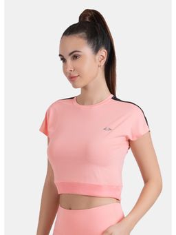 STRCH - Peach Solid Regular Crop Top