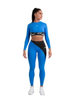 STRCH - Blue Solid Slim Crop Top