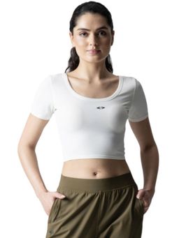 STRCH - White Solid Regular Crop Top