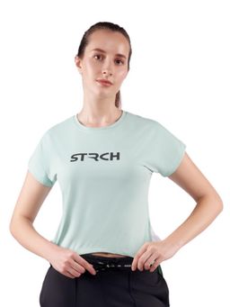 STRCH - Green Solid Boxy Crop Top