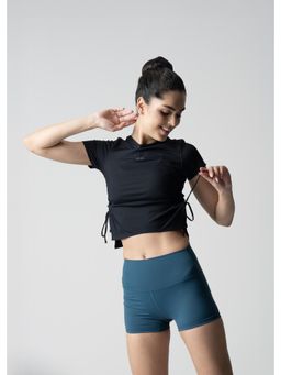 STRCH - Black Solid Regular Crop Top