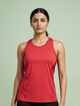 Fitkin - Red Solid Comfortable Tank Top