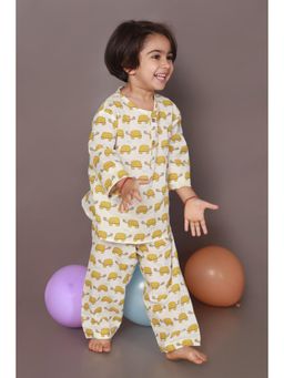BREATH:ABLES - Kids White Cotton Turtle Print Kurta & Pyjama