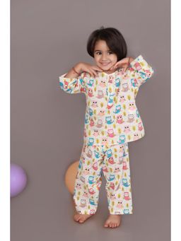 BREATH:ABLES - Kids White Cotton Printed Kurta & Pyjama