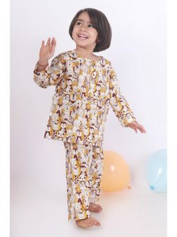 BREATH:ABLES - Kids Yellow Cotton Printed Kurta & Pyjama
