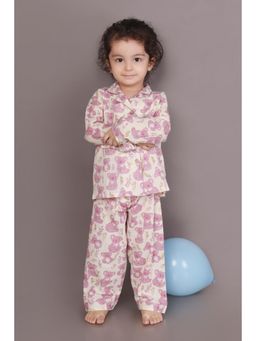 BREATH:ABLES - Kids Pink Cotton Printed Shirt & Pyjama