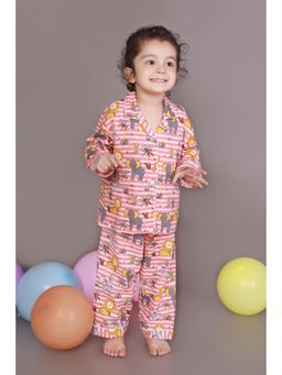 BREATH:ABLES - Kids Red Cotton Striped Shirt & Pyjama