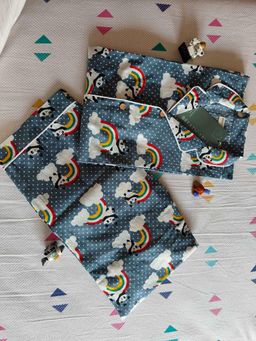 BREATH:ABLES - Kids Grey Cotton Rainbow Panda Print Shirt & Pyjama