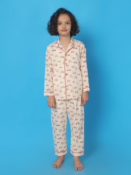 BREATH:ABLES - Kids Cream Cotton Cycle Print Shirt & Pyjama