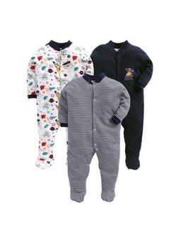 EIO - Newborn Baby Cotton Rompers Sleepsuit Multi Color (Pack of 3)