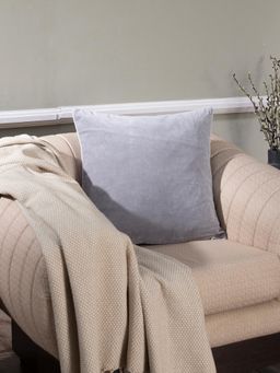 Maspar - Vintage Grandeur Solid Velvet Solid Cotton Grey Medium Cushion Cover