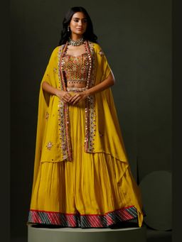"Two Sisters" by Gyans - The Yellow Hazrat Lehenga With Blouse And Cape