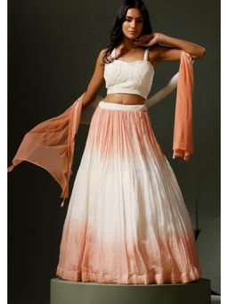 "Two Sisters" by Gyans - The Peach Moti Lehenga With Blouse And Dupatta
