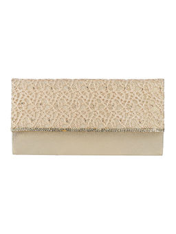 Metro - Beige Mirror Work Cotton Clutch