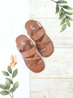 The Madras Trunk - Sugarcane Slip On Sandals In Tan