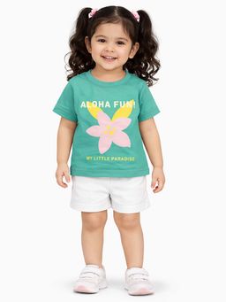Bloom Up - Green Aloha Fun Floral Kids T-Shirt