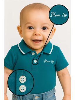 Bloom Up - Teal Polo Collar Kids T-Shirt