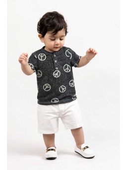 Bloom Up - Charcoal Peace Print Kids T-Shirt