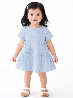 Bloom Up - Light Blue Striped Kids Dress