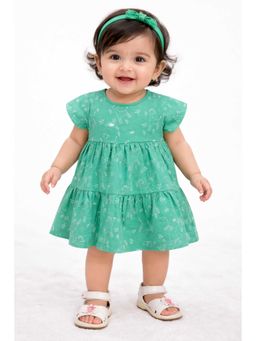 Bloom Up - Green Printed Tiered Kids Dress