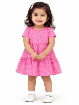 Bloom Up - Pink Printed Tiered Kids Dress